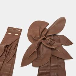 Pre Owned Marc Jacobs Brown Leather Oversized Floral Detail Belt S