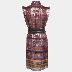 Marc Jacobs Metallic Printed Silk Lurex Sleeveless Mini Dress S