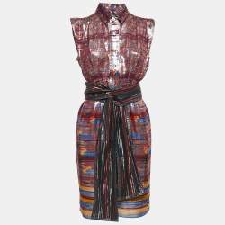 Marc Jacobs Metallic Printed Silk Lurex Sleeveless Mini Dress S