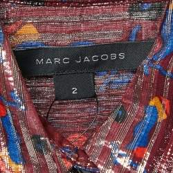 Marc Jacobs Metallic Printed Silk Lurex Sleeveless Mini Dress S
