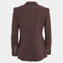 Pre Owned Marc Jacobs Burgundy Stripe Cotton Blend Single Breasted Blazer M