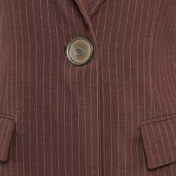 Pre Owned Marc Jacobs Burgundy Stripe Cotton Blend Single Breasted Blazer M