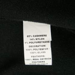 Marc Jacob Black Embellished Ostrich Feather Trim Cashmere Cardigan M