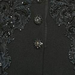 Marc Jacob Black Embellished Ostrich Feather Trim Cashmere Cardigan M