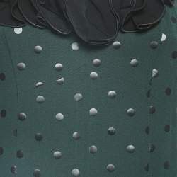 Marc Jacobs Green/Black Dot Print Crepe Ruffled Sleeveless Dress S