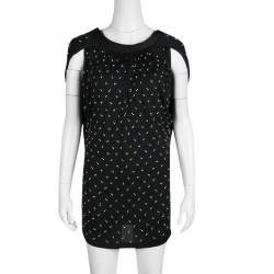 Pre Owned Marc Jacobs Black Embellished Knit Tie Detail Tunic XS