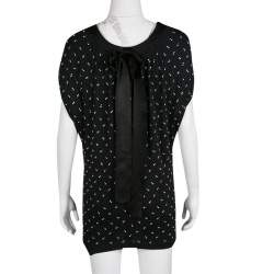 Pre Owned Marc Jacobs Black Embellished Knit Tie Detail Tunic XS