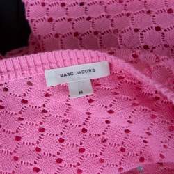 Pre Owned Marc Jacobs Pink Rib Trim Perforated Cotton Knit Top M