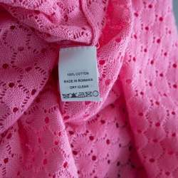 Pre Owned Marc Jacobs Pink Rib Trim Perforated Cotton Knit Top M