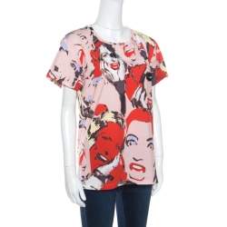 Pre Owned Marc Jacobs Multicolor Embellished Eye Detail Pop Art Face Printed Cotton T- Shirt XS/S
