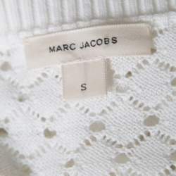 Marc Jacobs White Perforated Fish Scale Pattern Knit Crop Top S