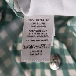 Marc Jacobs Green and White Checked Organza Long Sleeve Shirt S