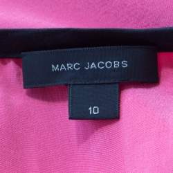 Pre Owned Marc Jacobs Pink Silk Contrast Heart Applique Dolman Sleeve Blouse L