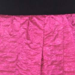 Pre Owned Marc Jacobs Hot Pink Crinkled Silk Tulle Layered Maxi Skirt M