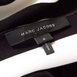 Marc Jacobs Monochrome Striped Crepe Faux Wrap Midi Dress M