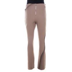 Marc Jacobs Brown Wool Crepe Wave Insert Fitted Pants S