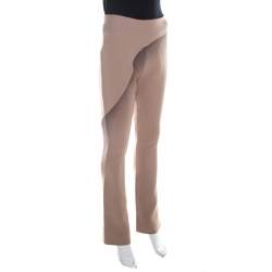 Marc Jacobs Brown Wool Crepe Wave Insert Fitted Pants S
