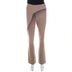 Marc Jacobs Brown Wool Crepe Wave Insert Fitted Pants S