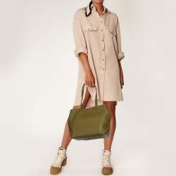 Pre Owned Marc Jacobs Green Leather East West Shopper Tote