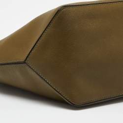 Pre Owned Marc Jacobs Green Leather East West Shopper Tote