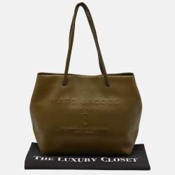 Pre Owned Marc Jacobs Green Leather East West Shopper Tote