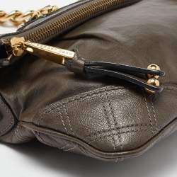 Marc Jacobs Beige/Grey Leather Foldover Shoulder Bag