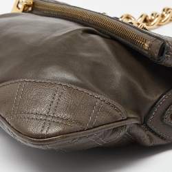 Marc Jacobs Beige/Grey Leather Foldover Shoulder Bag