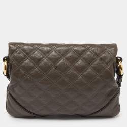 Marc Jacobs Beige/Grey Leather Foldover Shoulder Bag