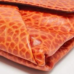 Marc Jacobs Orange Textured Leather Lock Flap Clutch