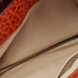 Marc Jacobs Orange Textured Leather Lock Flap Clutch