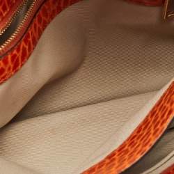 Marc Jacobs Orange Textured Leather Lock Flap Clutch