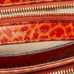 Marc Jacobs Orange Textured Leather Lock Flap Clutch