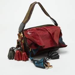 Marc Jacobs Multicolor Python, Leather and Canvas Shoulder Bag