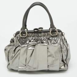 Marc Jacobs Silver Coated Canvas and Leather Stam Bag