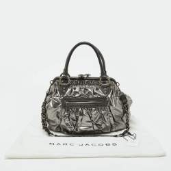 Marc Jacobs Silver Coated Canvas and Leather Stam Bag