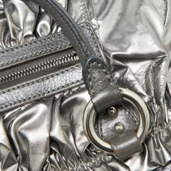 Marc Jacobs Silver Coated Canvas and Leather Stam Bag