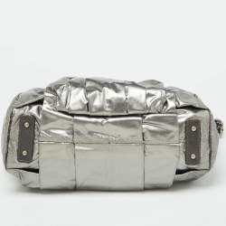 Marc Jacobs Silver Coated Canvas and Leather Stam Bag
