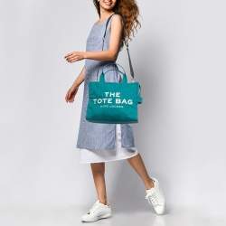 Pre Owned Marc Jacobs Teal Green Canvas Medium The Tote Bag
