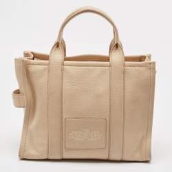 Pre Owned Marc Jacobs Beige Leather Medium The Tote Bag 