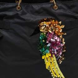 Marc Jacobs Black Nylon and Leather Tropical Chappy Bird Shopper Tote