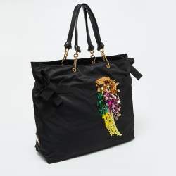 Marc Jacobs Black Nylon and Leather Tropical Chappy Bird Shopper Tote