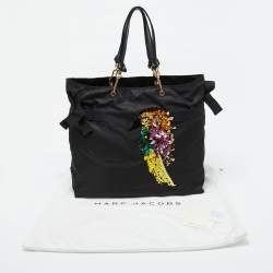 Marc Jacobs Black Nylon and Leather Tropical Chappy Bird Shopper Tote