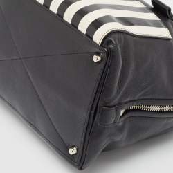 Marc Jacobs Black/White Leather Small Striped Prince Antonia Satchel