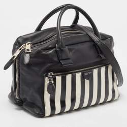 Marc Jacobs Black/White Leather Small Striped Prince Antonia Satchel