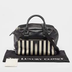 Marc Jacobs Black/White Leather Small Striped Prince Antonia Satchel