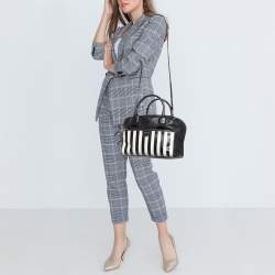 Marc Jacobs Black/White Leather Small Striped Prince Antonia Satchel