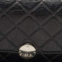 Marc Jacobs Black Glossy Quilted Leather Trouble Flap Shoulder Bag