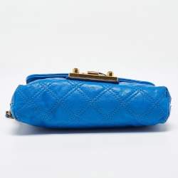Pre Owned Marc Jacobs Blue Quilted Leather Flap Shoulder Bag