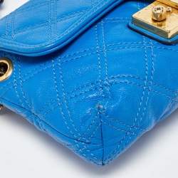 Pre Owned Marc Jacobs Blue Quilted Leather Flap Shoulder Bag
