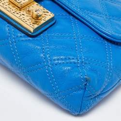 Pre Owned Marc Jacobs Blue Quilted Leather Flap Shoulder Bag